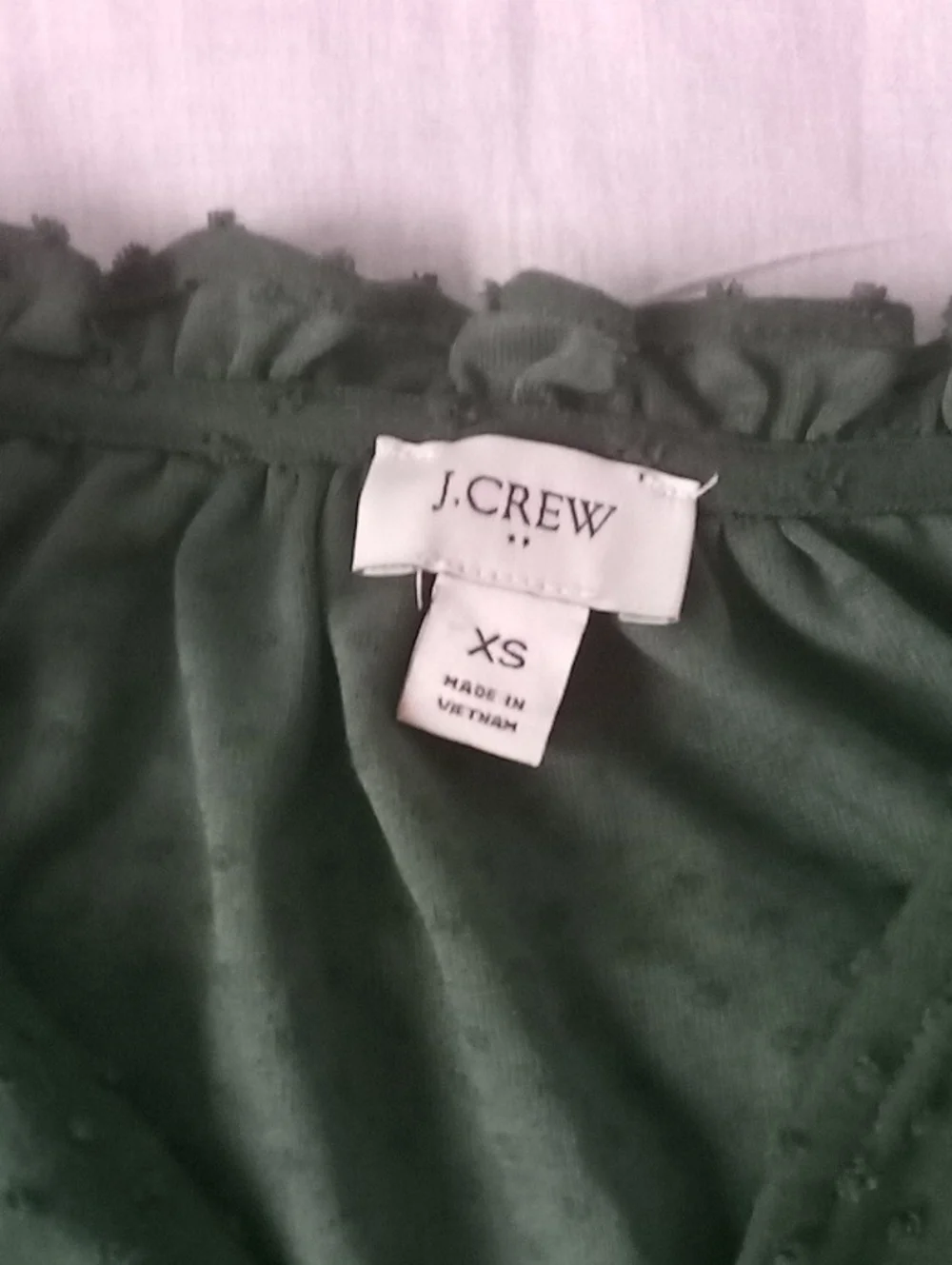 J. Crew Dark Green Ruffle Shoulder Sleeveless Tank